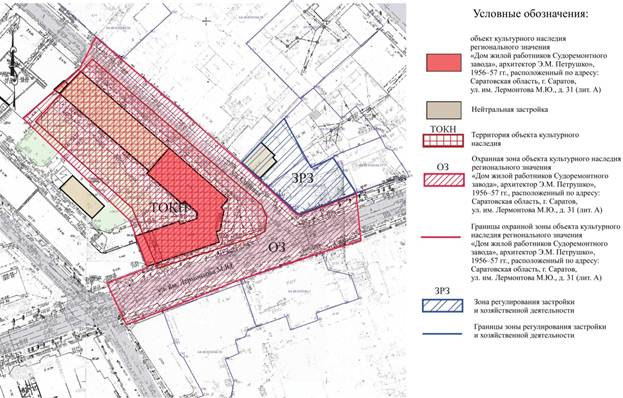 Постановление Правительства Саратовской области от 13.03.2024 N 188-П "Об утверждении зон охраны объекта культурного наследия регионального значения "Дом жилой работников Судоремонтного завода", архитектор Э.М. Петрушко", 1956-57 гг., расположенного по адресу: Саратовская область, г. Саратов, ул. им. Лермонтова М.Ю., д. 31 (лит. А)"