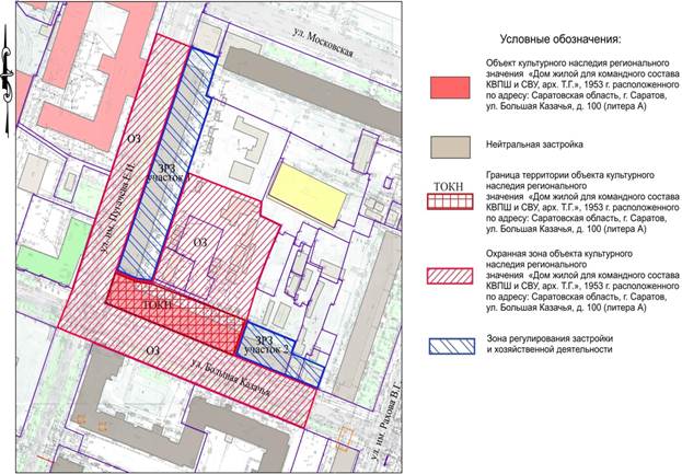 Постановление Правительства Саратовской области от 08.10.2024 N 830-П "Об утверждении зон охраны объекта культурного наследия регионального значения "Дом жилой для командного состава КВПШ и СВУ, арх. Т.Г. Ботяновский", 1953 г., расположенного по адресу: Саратовская область, г. Саратов, ул. Большая Казачья, д. 100 (литера А)"