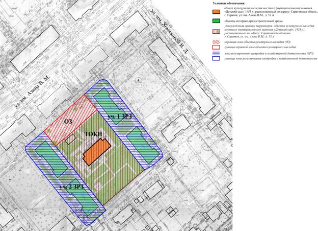 Постановление Правительства Саратовской области от 30.12.2025 N 1000-П "Об утверждении зон охраны объекта культурного наследия местного (муниципального) значения: "Детский сад", 1953 г., расположенного по адресу: Саратовская область, г. Саратов, ул. им. Азина В.М., д. 53А". Рис. 2